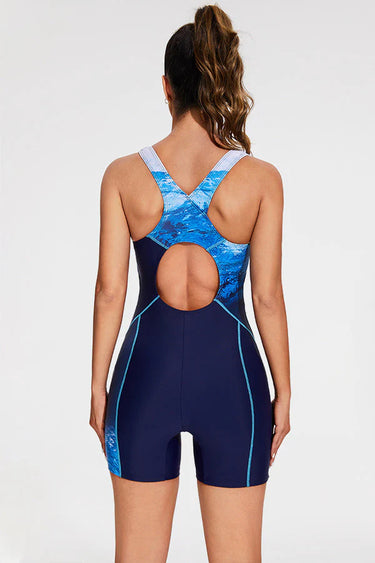 Women's Ocean Wave Blue One-Piece Swimsuit